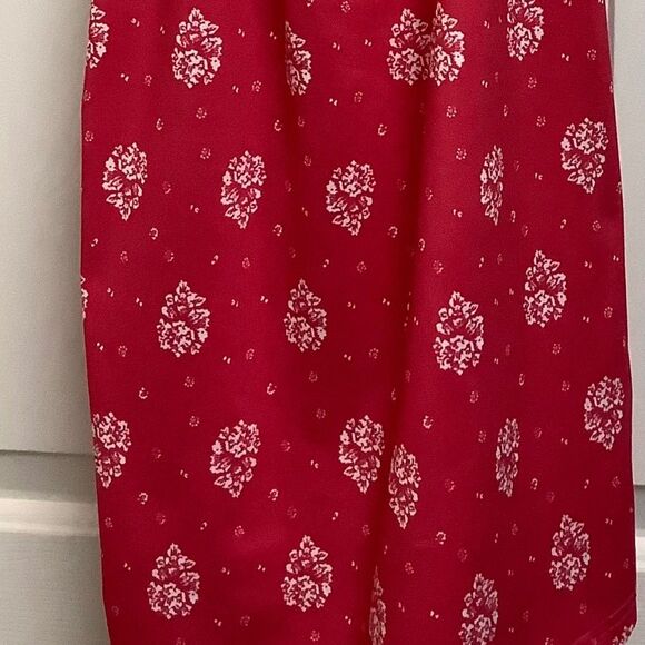 Women High Neck Floral Print Sleeveless T-Shirt Tank Top Red Medium - Picture 2 of 9